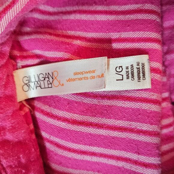 Gilligan & O'Malley Women's Size Large Pink‎ Striped Sleep Shirt Gown - Picture 3 of 5